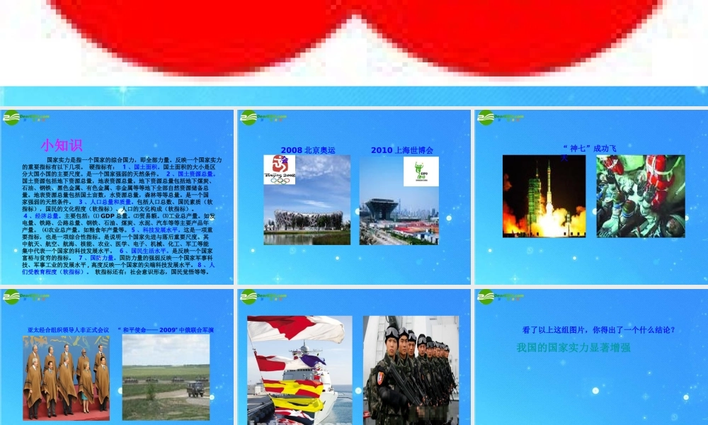 九年级政治 第一单元第1课(认识社会的巨变——国家实力的增强)课件 北师大版 课件