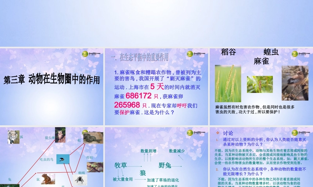 八年级生物上册 第三章 动物在自然界中的作用课件 新人教版 课件