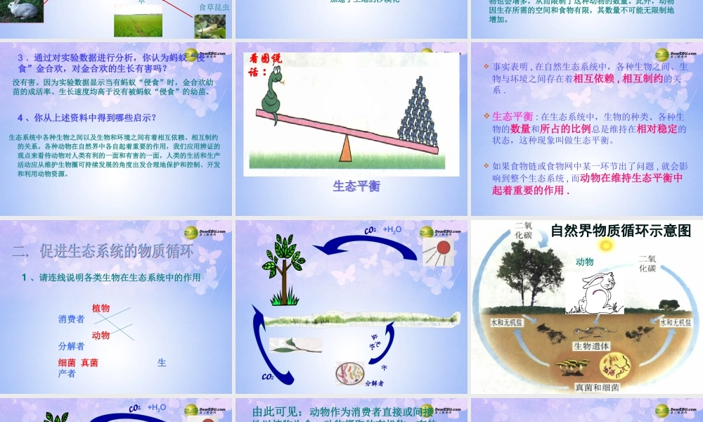 八年级生物上册 第三章 动物在自然界中的作用课件 新人教版 课件