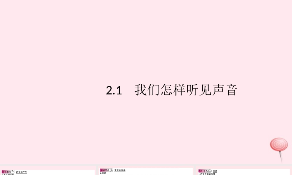 八年级物理上册 2.1 我们怎样听见声音(知识点)课件(新版)粤教沪版 课件