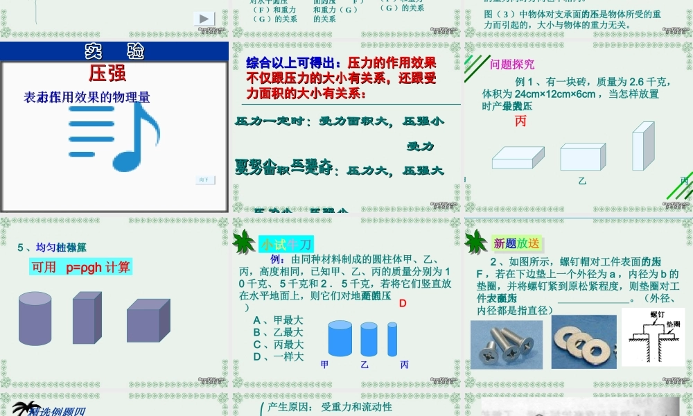初三物理压强和浮力复习课件 新课标 人教版 课件