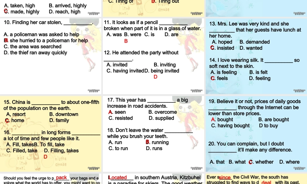 复习练习unit15-unit16 高二英语Unit11-Unit16 单元复习题课件一 新课标 人教版 高二英语Unit11-Unit16 单元复习题课件一 新课标 人教版