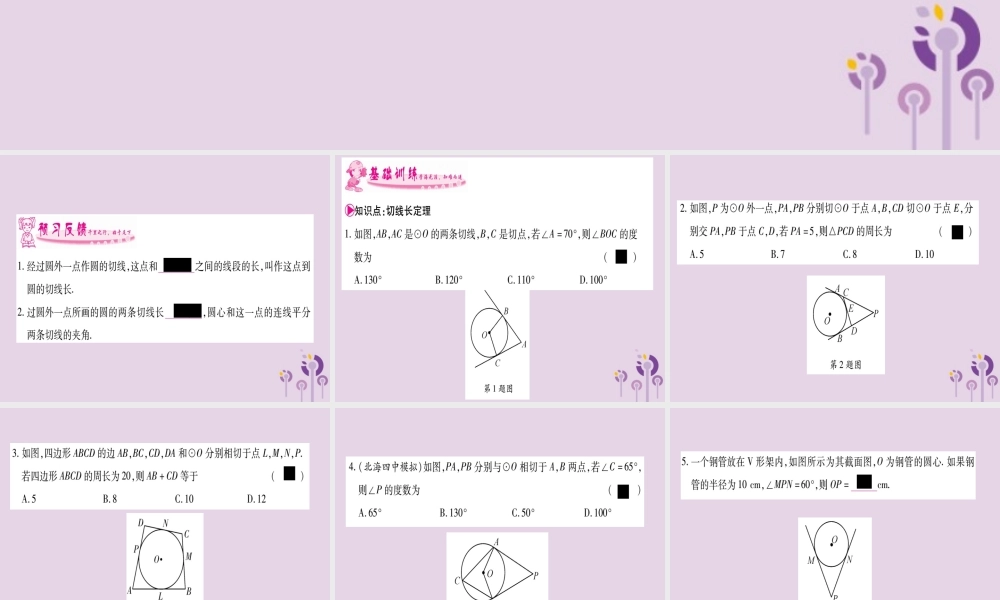 九年级数学下册 第2章 圆 25 直线与圆的位置关系 253 切线长定理作业课件 (新版)湘教版 课件