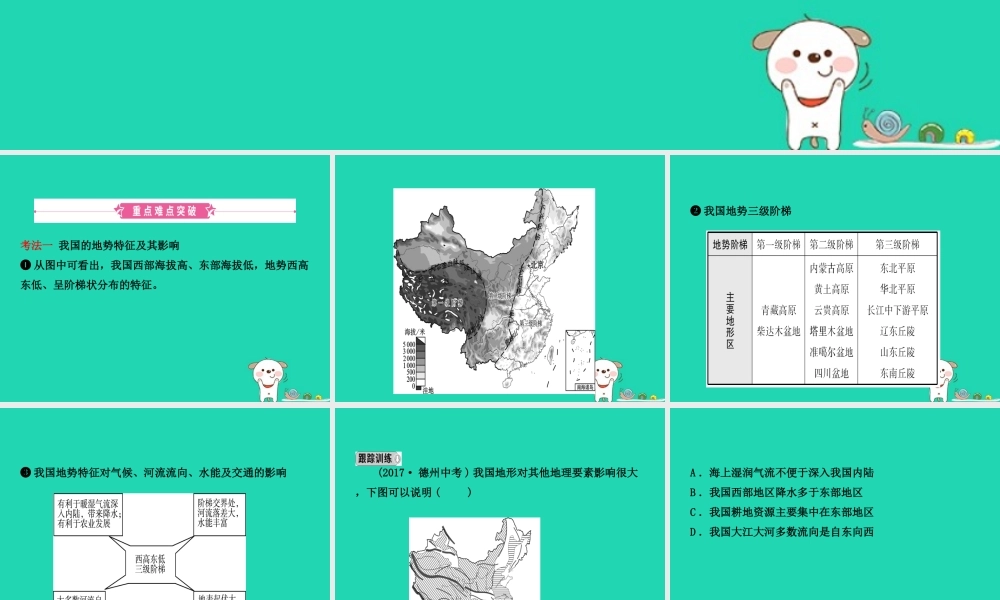 中考地理 七上 第二章 中国的自然环境(第1课时)复习课件