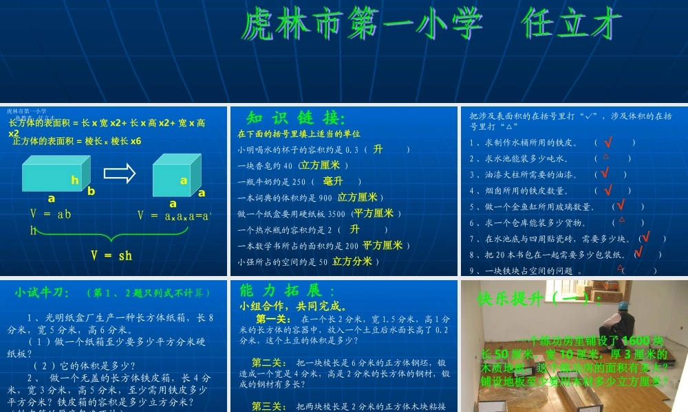 体积和表面积的应用