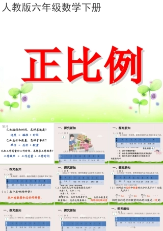 新人教版六年级数学下册_正比例_课件