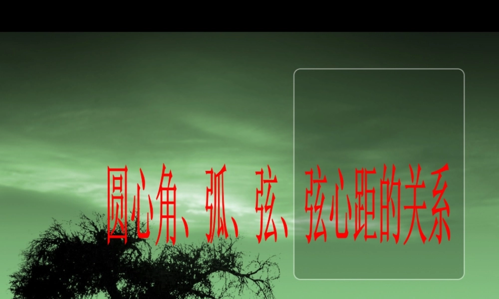 九年级数学圆心角，弧，弦，弦心距的关系课件人教版 课件