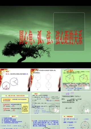 九年级数学圆心角，弧，弦，弦心距的关系课件人教版 课件