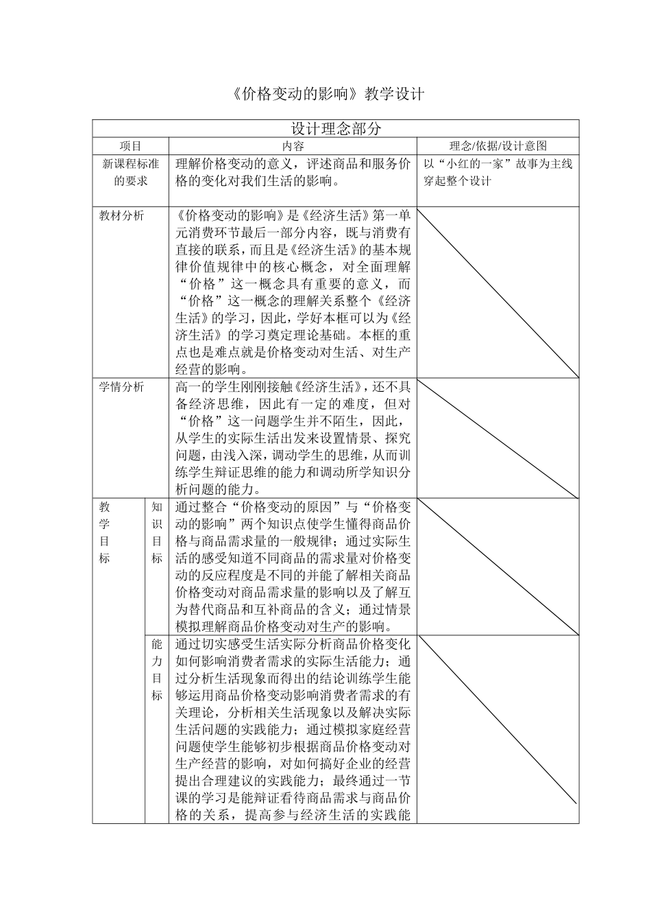 《价格变动的影响》教学设计_第1页