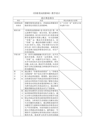 《价格变动的影响》教学设计