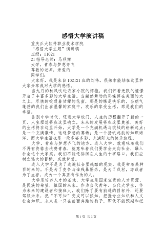 感悟大学演讲稿