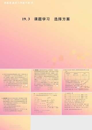 春八年级数学下册 第19章 一次函数 19.3 课题学习 选择方案课后作业课件 (新版)新人教版 课件
