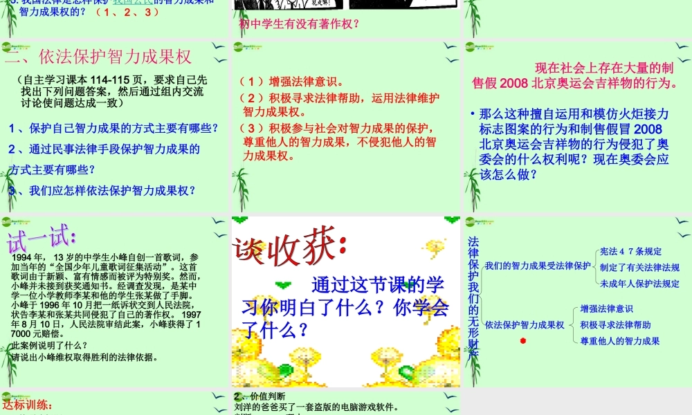 八年级政治上册 法律保护无形的财产权课件 人教新课标版 课件