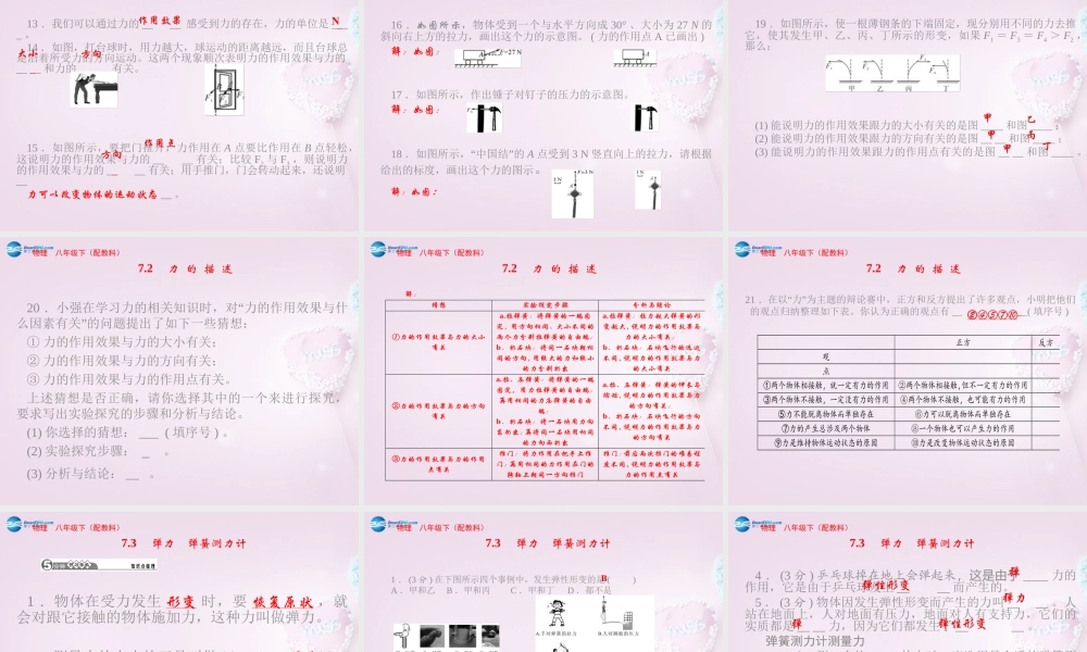 八年级物理下册 第七章 力课件2 (新版)教科版 课件