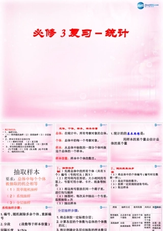 数学 第一章 统计 第一章统计综合小结课件 北师大版必修3 课件
