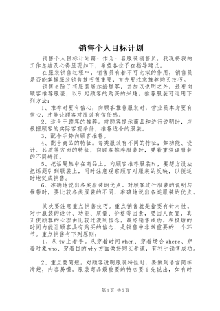 销售个人目标计划