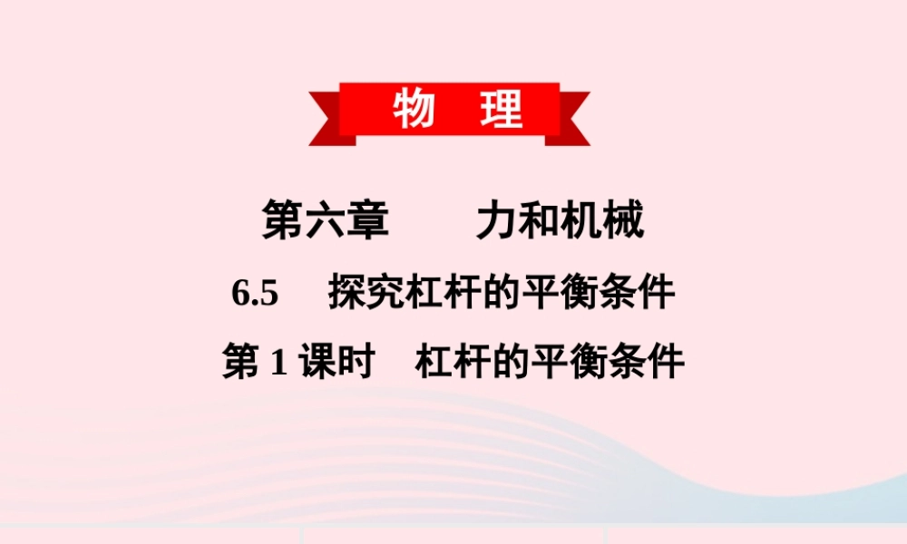 八年级物理下册 6.5 探究杠杆的平衡条件 第1课时 杠杆的平衡条件课件 (新版)粤教沪版 课件