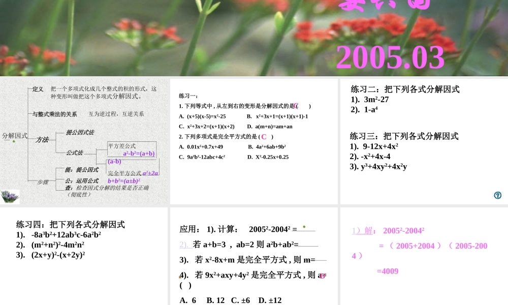 八年级数学因式分解课件3华师版 课件