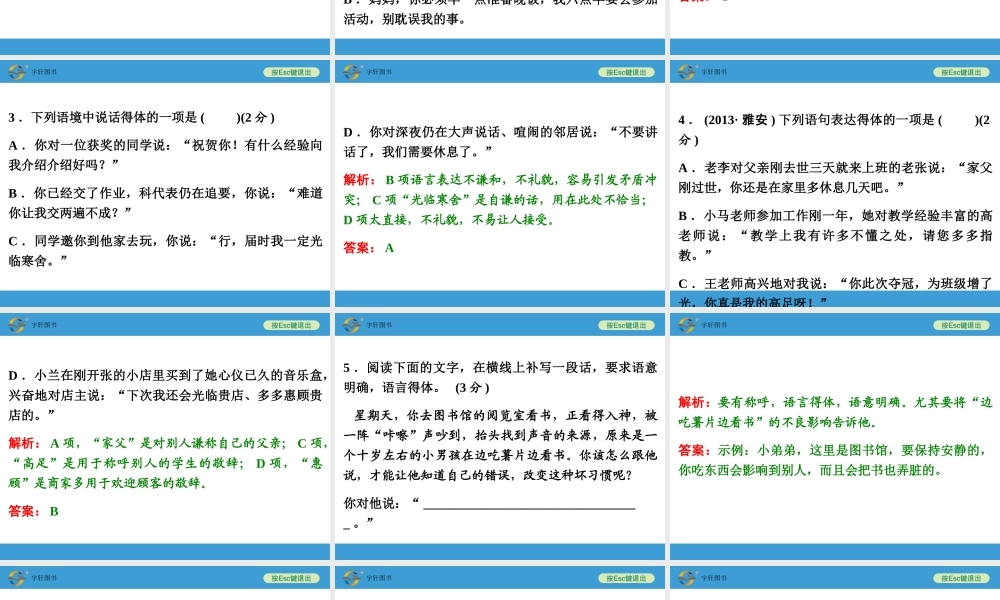 2014中考复习备战策略_语文PPT人教版考点训练16_口语交际