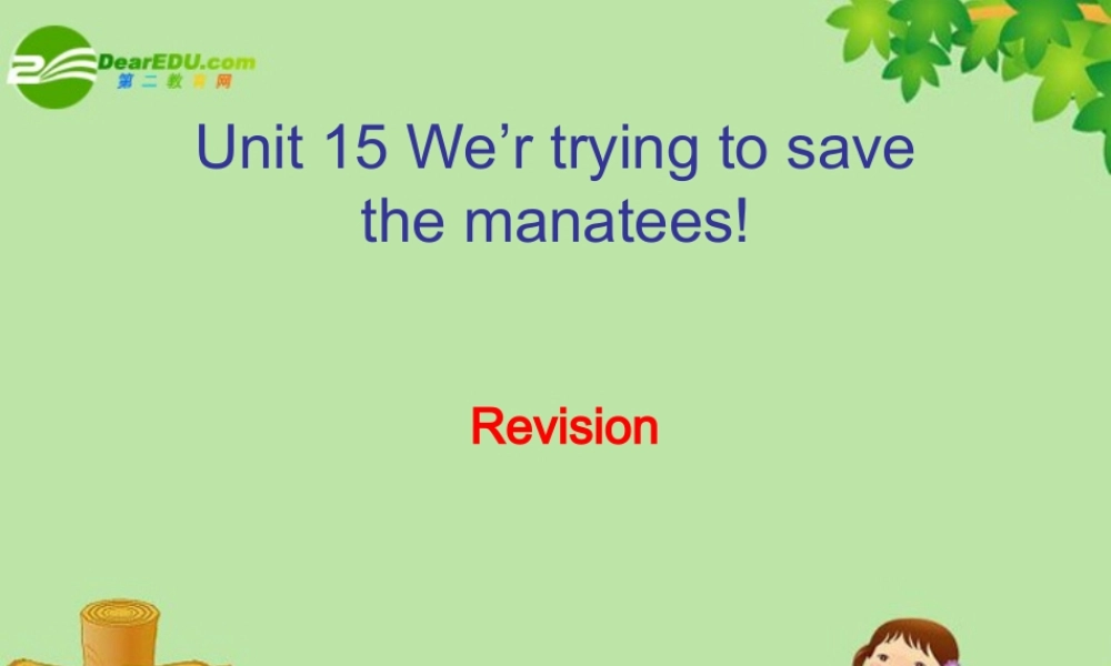 九年级英语 Unit 15 We're trying to save the manatees!复习课课件 人教新目标版 课件