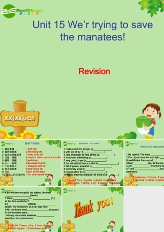 九年级英语 Unit 15 We're trying to save the manatees!复习课课件 人教新目标版 课件