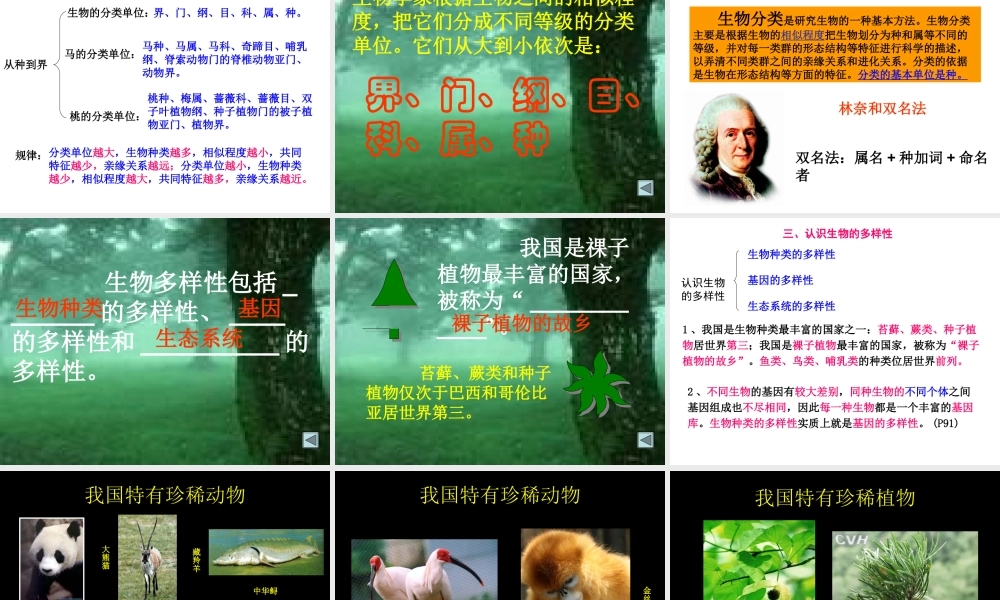 人教版八年级生物第六章《生物的多样性及其保护》复习课件（26张）