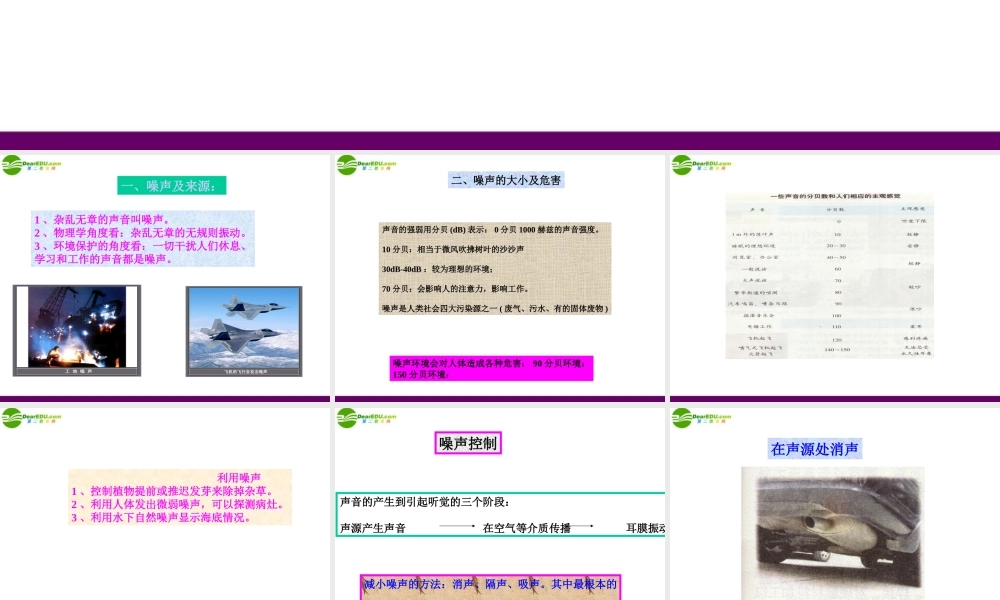 八年级物理上册第一章噪声的危害和控制课件 人教新课标版 课件
