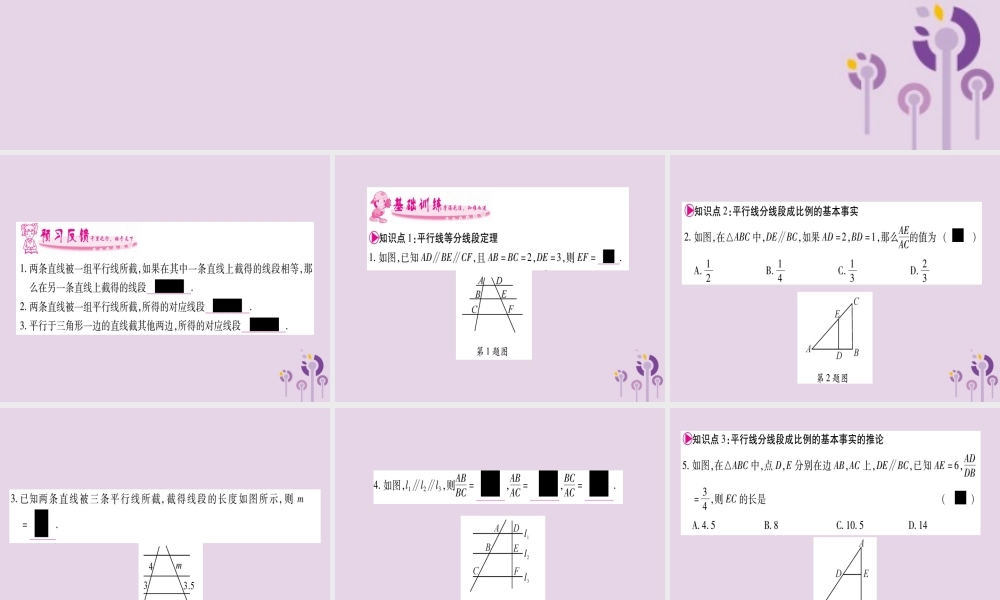 九年级数学上册 第3章 图形的相似 32 平行线分段成比例作业课件 (新版)湘教版 课件