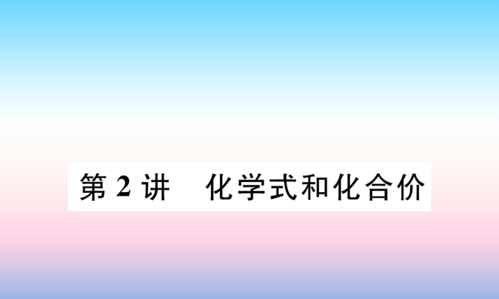 中考化学复习 第1编 教材知识梳理篇 第4单元 自然界的水 第2讲 化学式和化合价(精练)课件