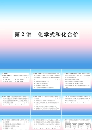 中考化学复习 第1编 教材知识梳理篇 第4单元 自然界的水 第2讲 化学式和化合价(精练)课件