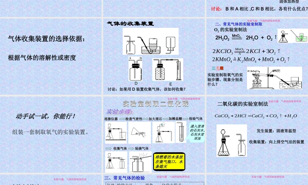 气体的制取复习