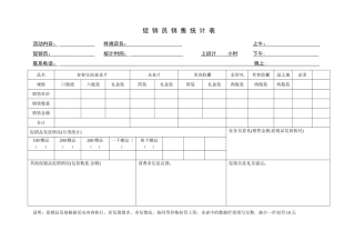 促销员日报表促销员销售统计表