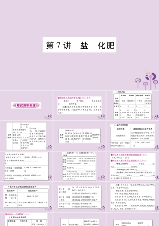 中考化学复习 第一部分 基础知识 第一单元 常见的物质 第7讲 盐 化肥(精讲)课件