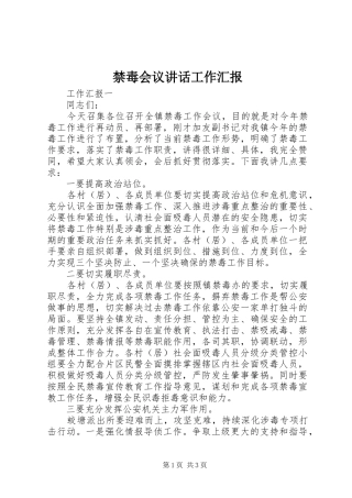 禁毒会议讲话工作汇报