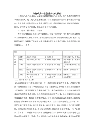 如何成为一名优秀的幼儿教师