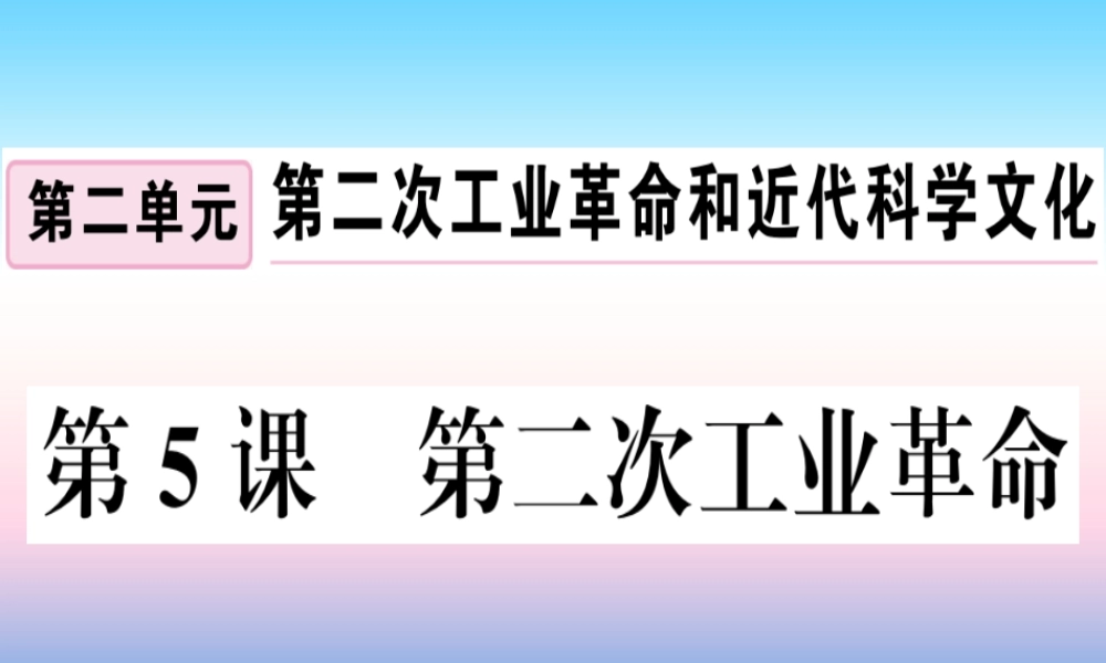 九年级历史下册 第二单元 第二次工业革命和近代科学文化 第5课 第二次工业革命习题课件 新人教版 课件