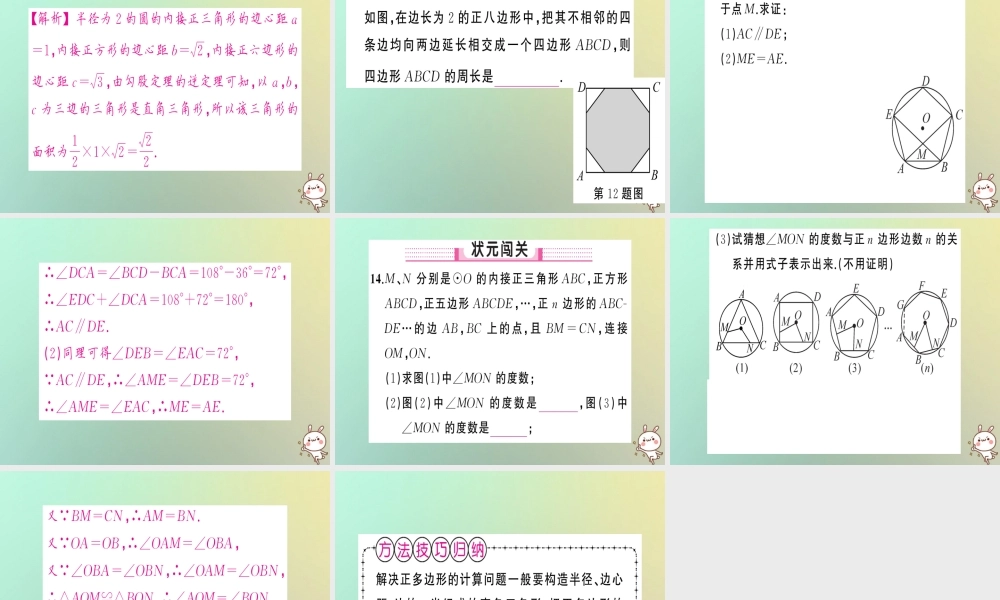 九年级数学上册 第二十四章 圆 243 正多边形和圆习题课件 (新版)新人教版 课件