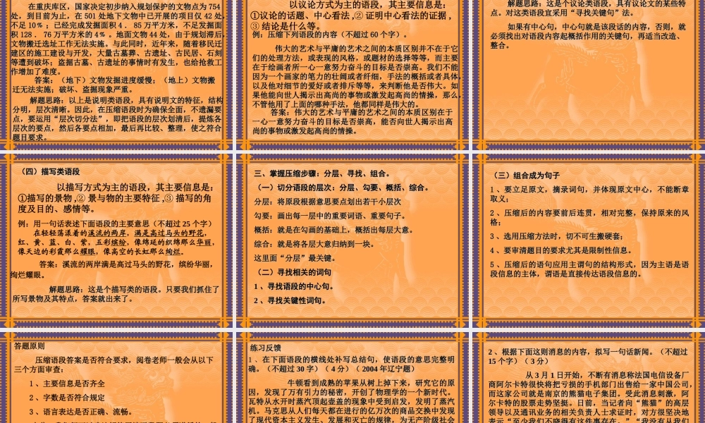 人教版语言表达 压缩语段、变换句式 课件