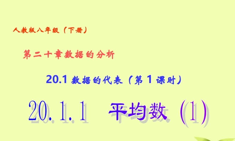 八年级数学下册  数据的代表 (第1课时).1平均数(1)课件 人教新课标版 课件