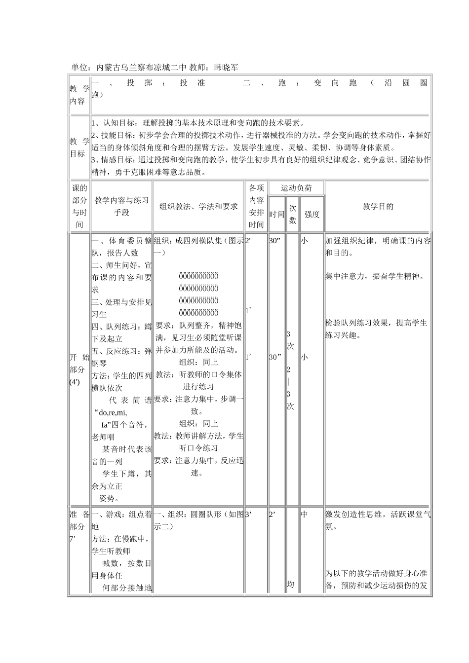 初中体育课教案韩晓军_第1页