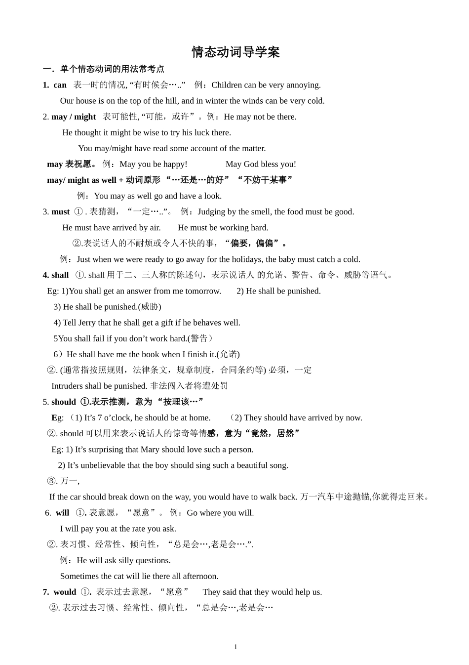 情态动词主要用法总结_第1页