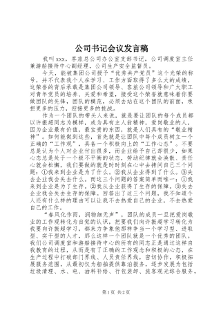 公司书记会议发言稿