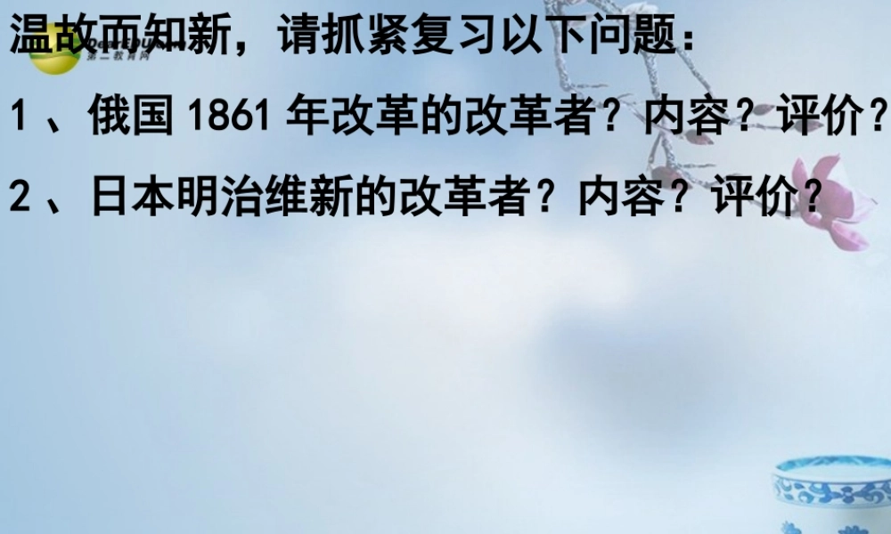 中学九年级历史上册(第人类迈入 电气时代 )课件 新人教版 课件