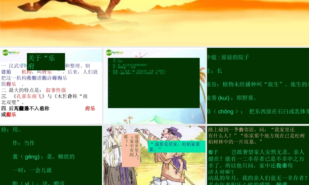 八年级语文下册(十五从军征)课件 语文版 课件
