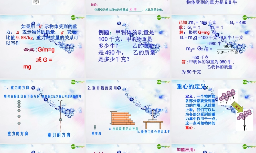 八年级物理 (来自地球的力)课件 沪科版 课件