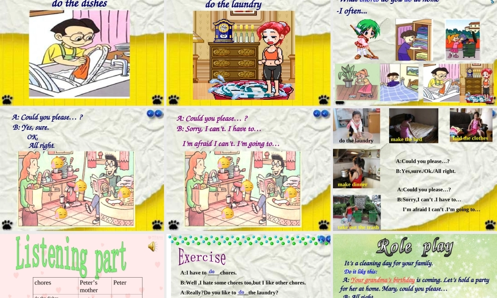 八年级英语(Unit9 Could you please clean your room ？)课件