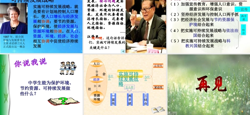 九年级政治 第四课 第四框 可持续发展 人教新课标版 课件