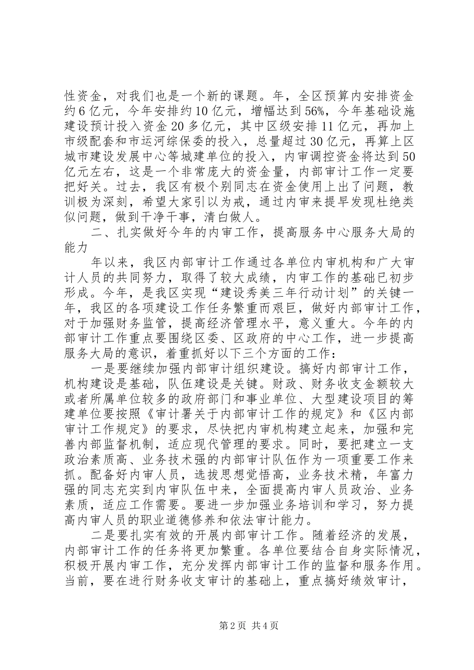 内部审计工作大会发言稿_第2页