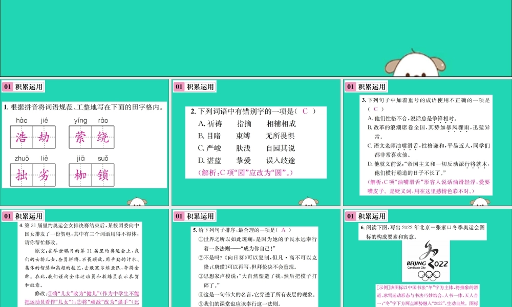 八年级语文下册 第四单元 16 庆祝奥林匹克运动复兴25周年课件 新人教版 课件