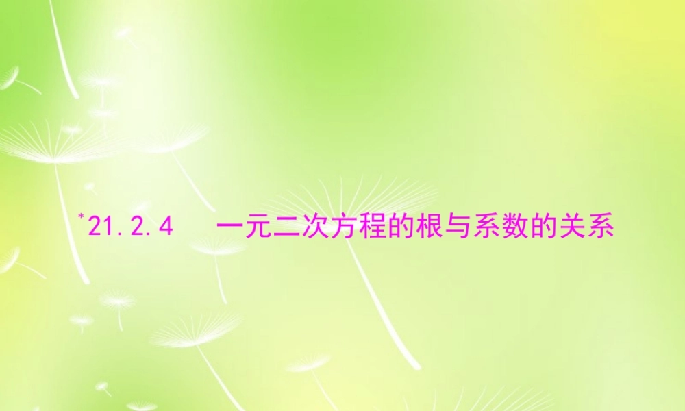 九年级数学上册 2124 一元二次方程根与系数的关系课件 (新版)新人教版 课件